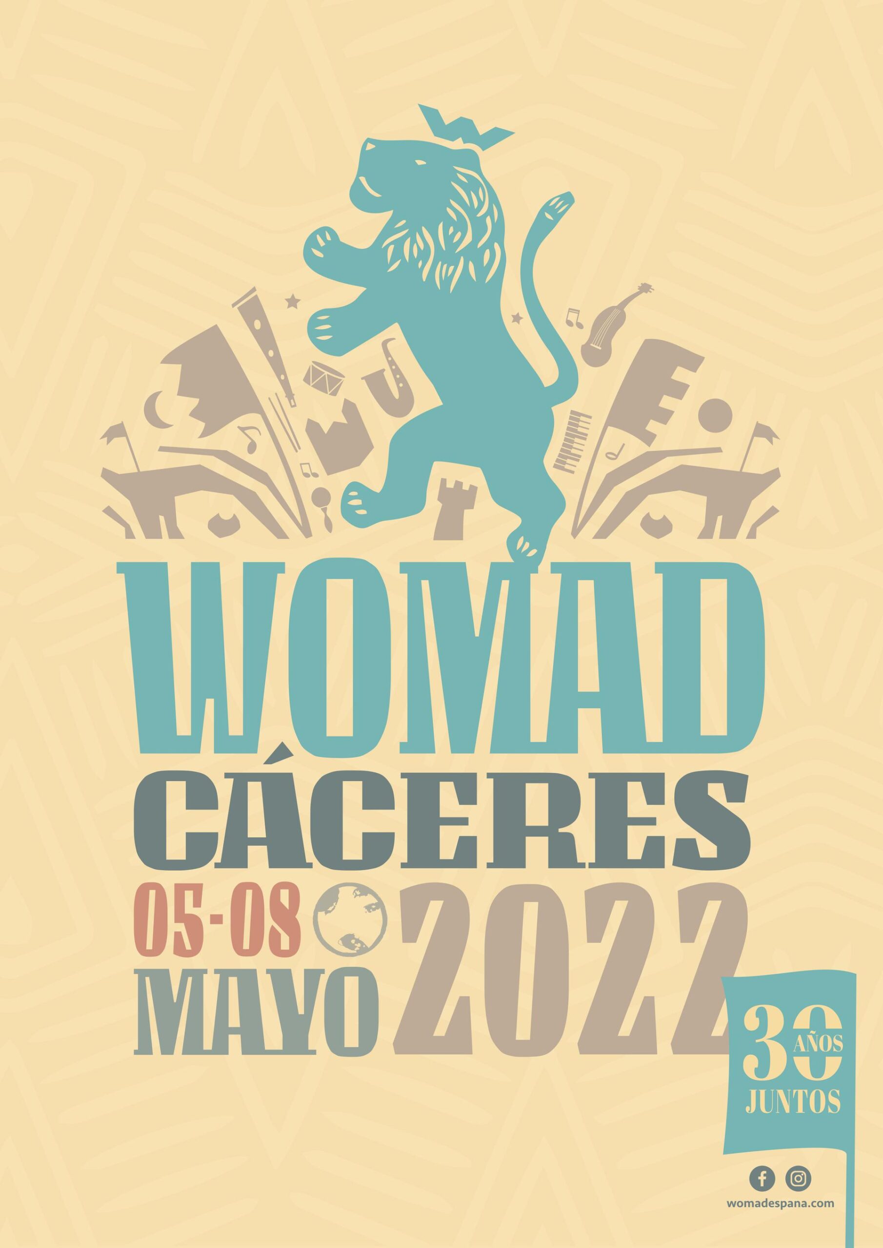 Imagen del cartel de la próxima edición de WOMAD Cáceres 2022