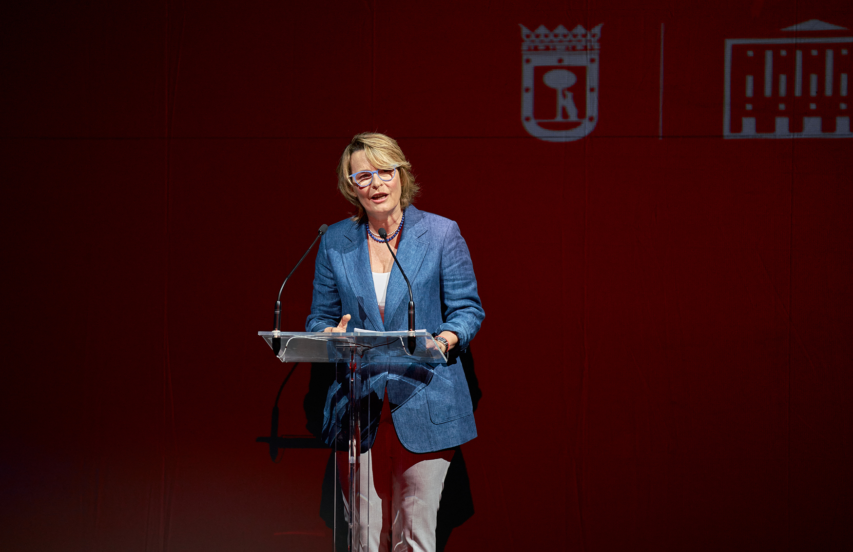 Natalia Menéndez, directora de los espacios madrileños, desgranó la programación y dio las gracias al equipo con el que trabaja Presentacion Temporada 22 23 Teatro Espanol 2 marcosGpunto
