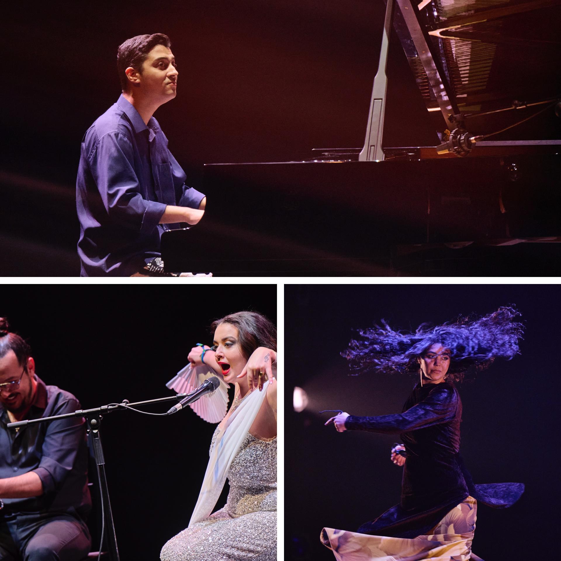 José Luis Kaele, Reyes Carrasco e Irene Morales durante sus actuaciones