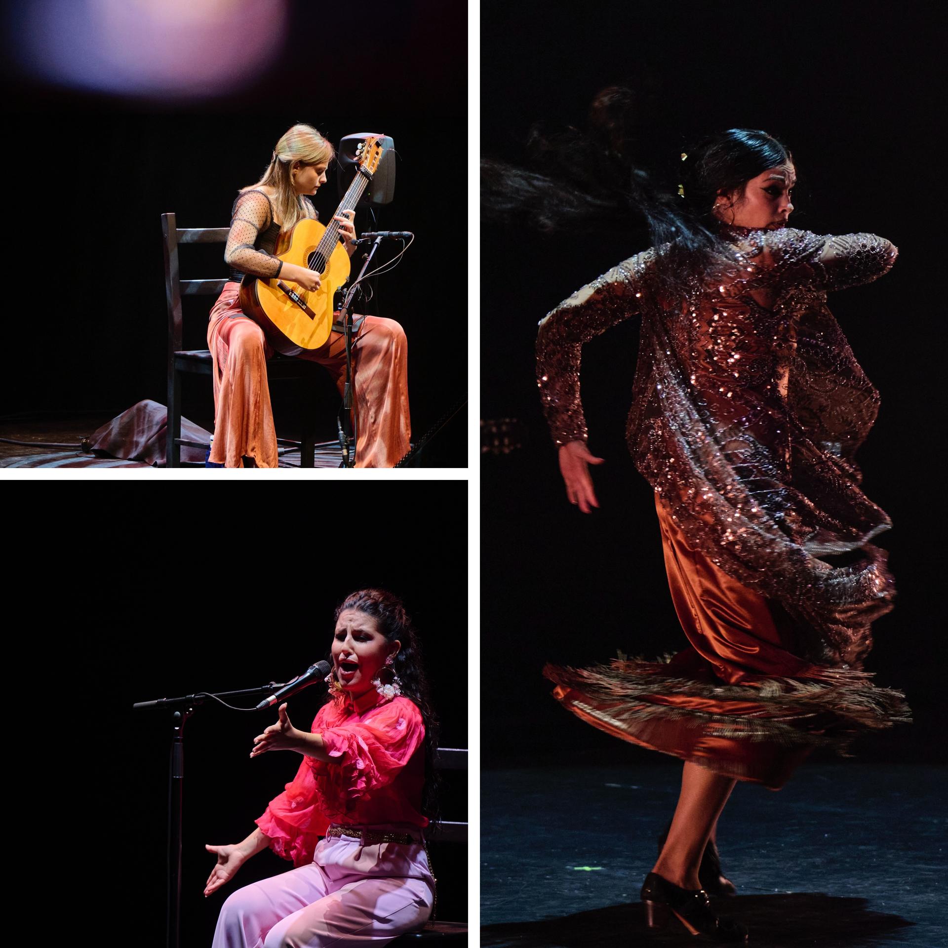 Andjela Misic, Esperanza Garrido y Nerea Carrasco durante sus actuaciones anoche
