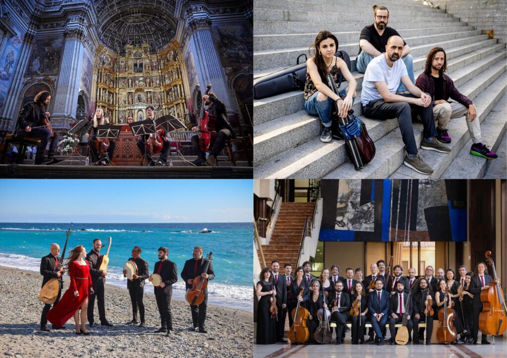 Arriba: Accademia Piacere y Basso Nova. Abajo: Jácaras del Zéfiro y Antiqua ©Fermín Rodríguez/Jaime Massieu/ Julián Rus