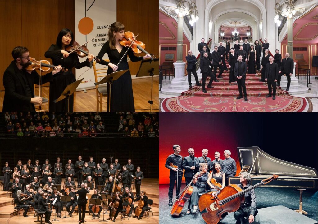 Arriba: Concerto 1700 y La Ritirata. Abajo: Les Arts Florissants y Orquesta Barroca de Sevilla ©David Gómez/Domi Alonso/Vincente Pontet/Sonia Ferrer